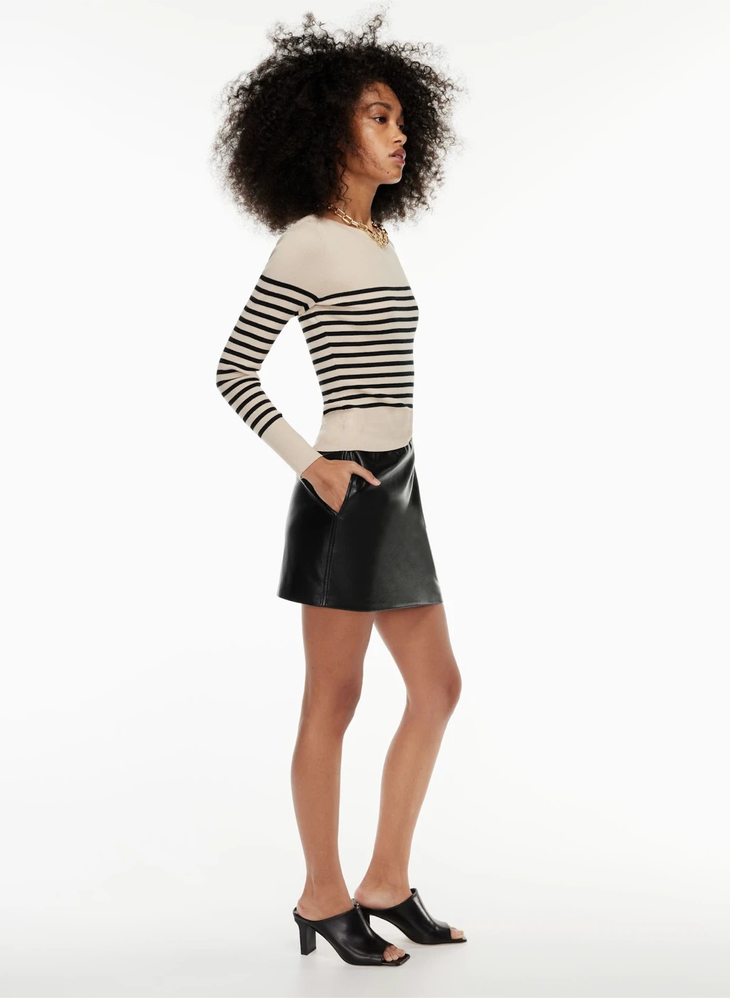 Aritzia Babaton Vegan Leather “Flags” Pencil Skirt | Black - photo 2