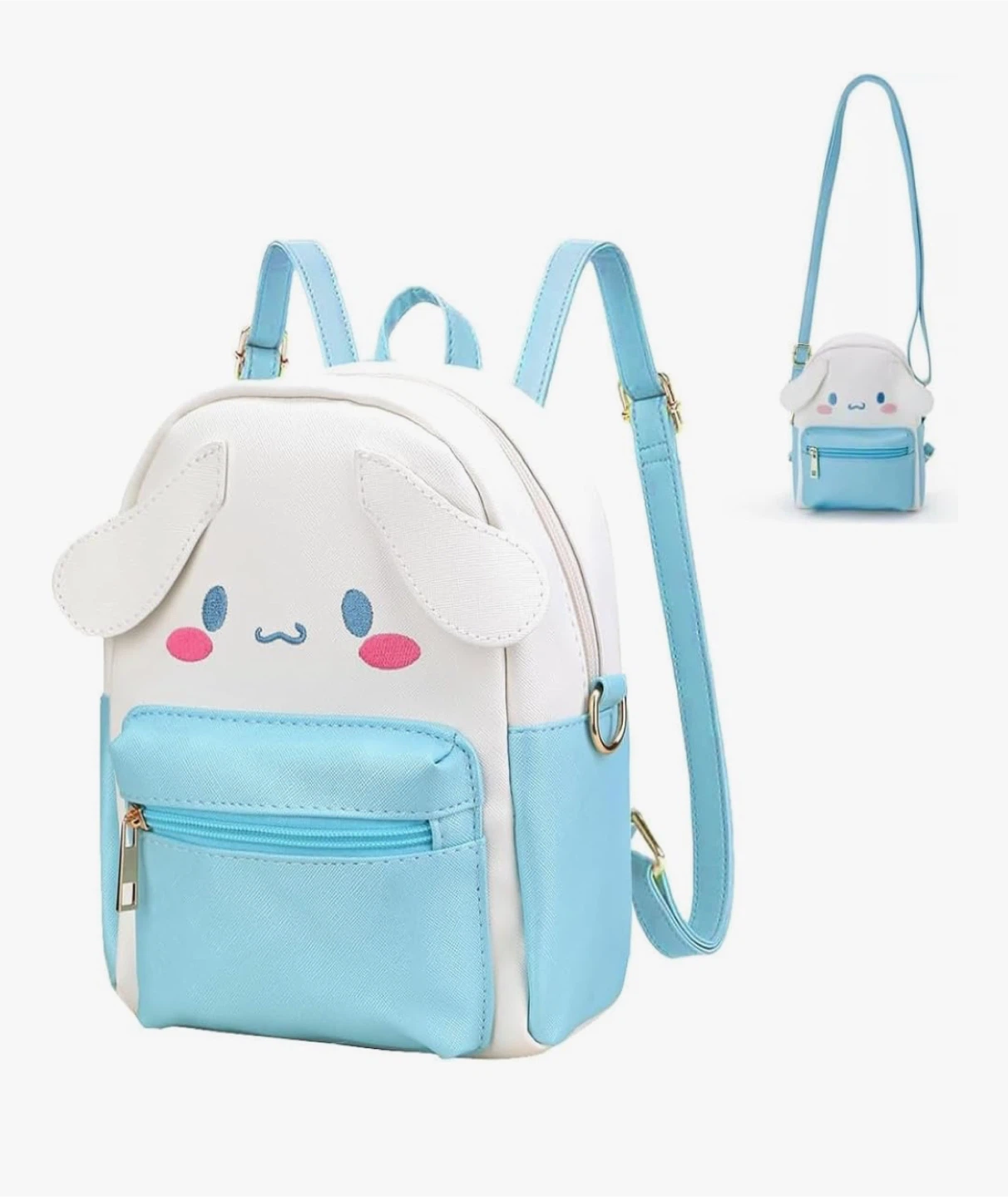 Mini Backpack - White & Blue
