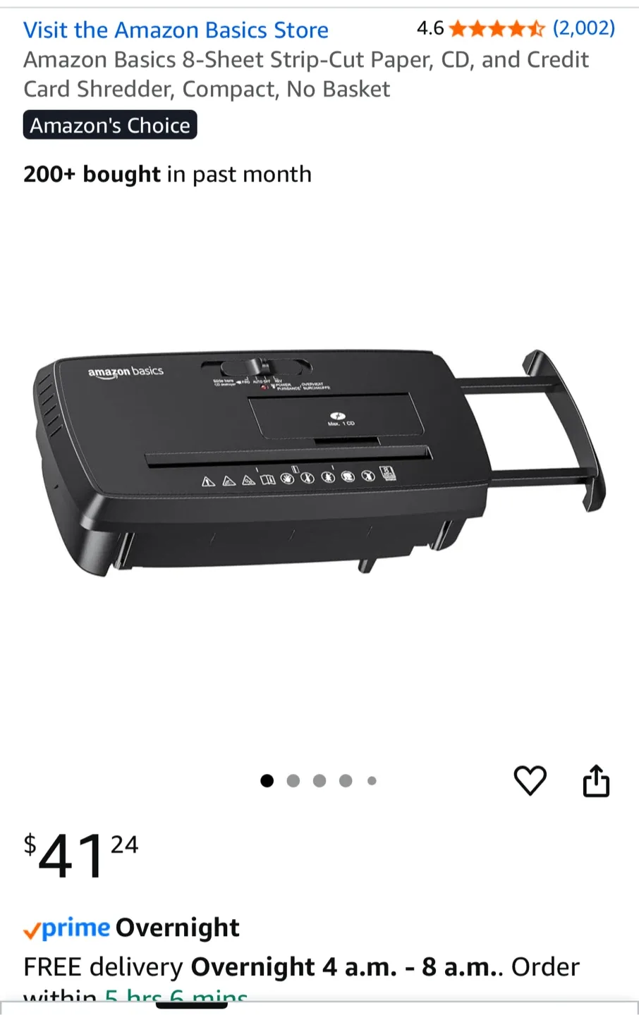 Amazon Basics 8-Sheet Paper/CD Shredder thumbnail