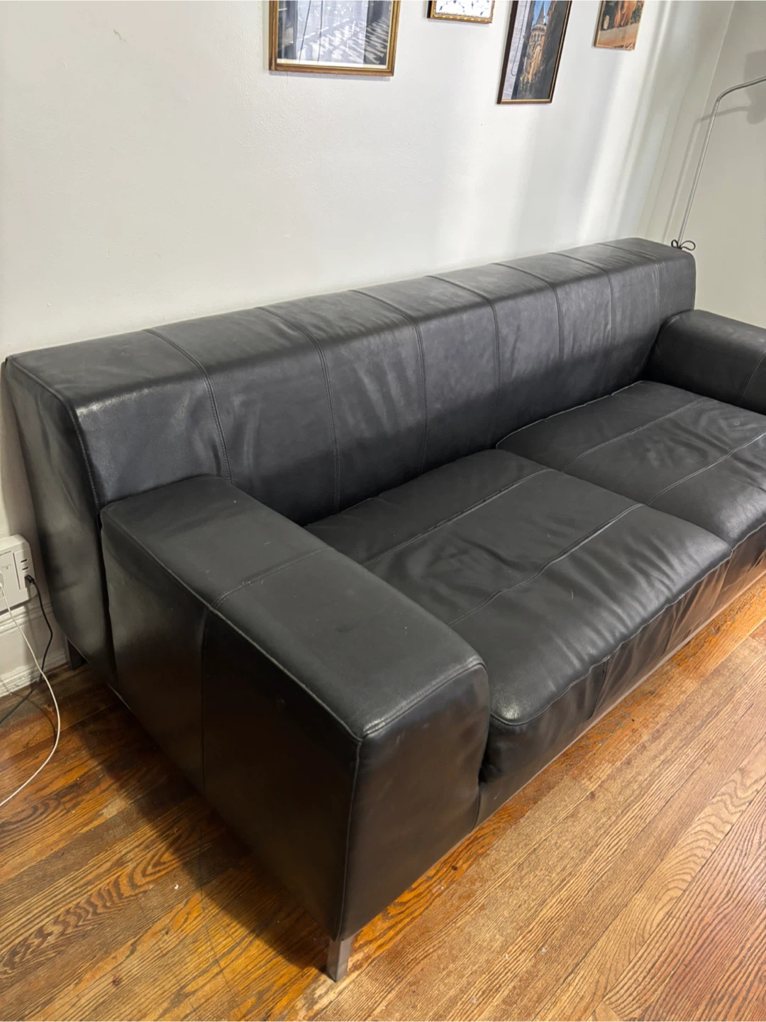 Black Leather Sofa - photo 5