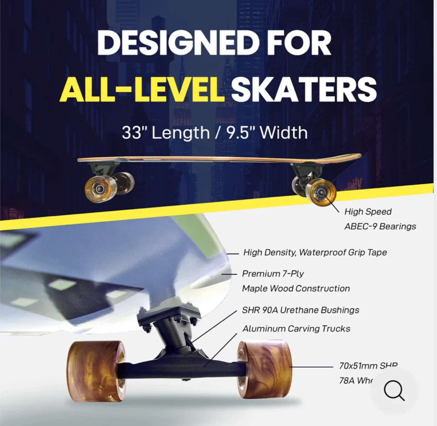 *Brand New*Empire Cruiser Skateboard w/ Surfskate Trucks image indicator(2)