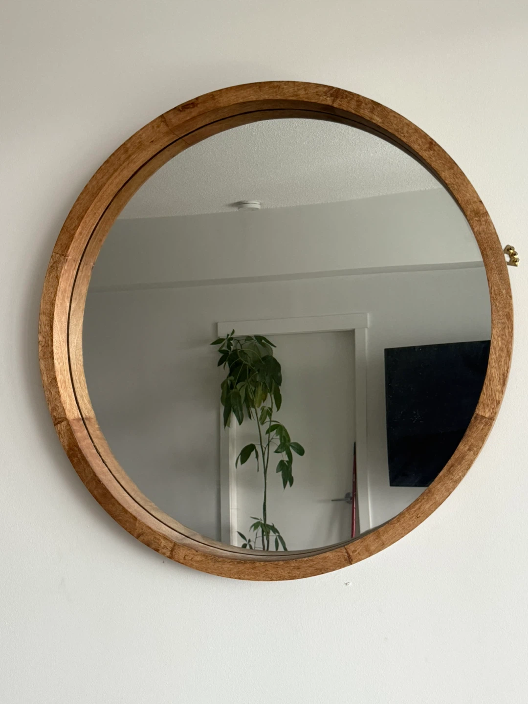 Round Wooden Framed Mirror