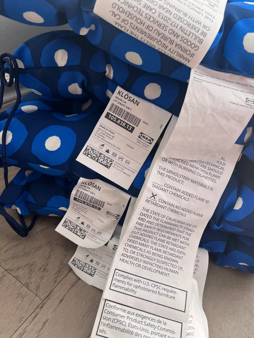 IKEA KLÖSAN Blue Seat Cushions x 4 - Brand New with tags 🥕 image indicator(3)