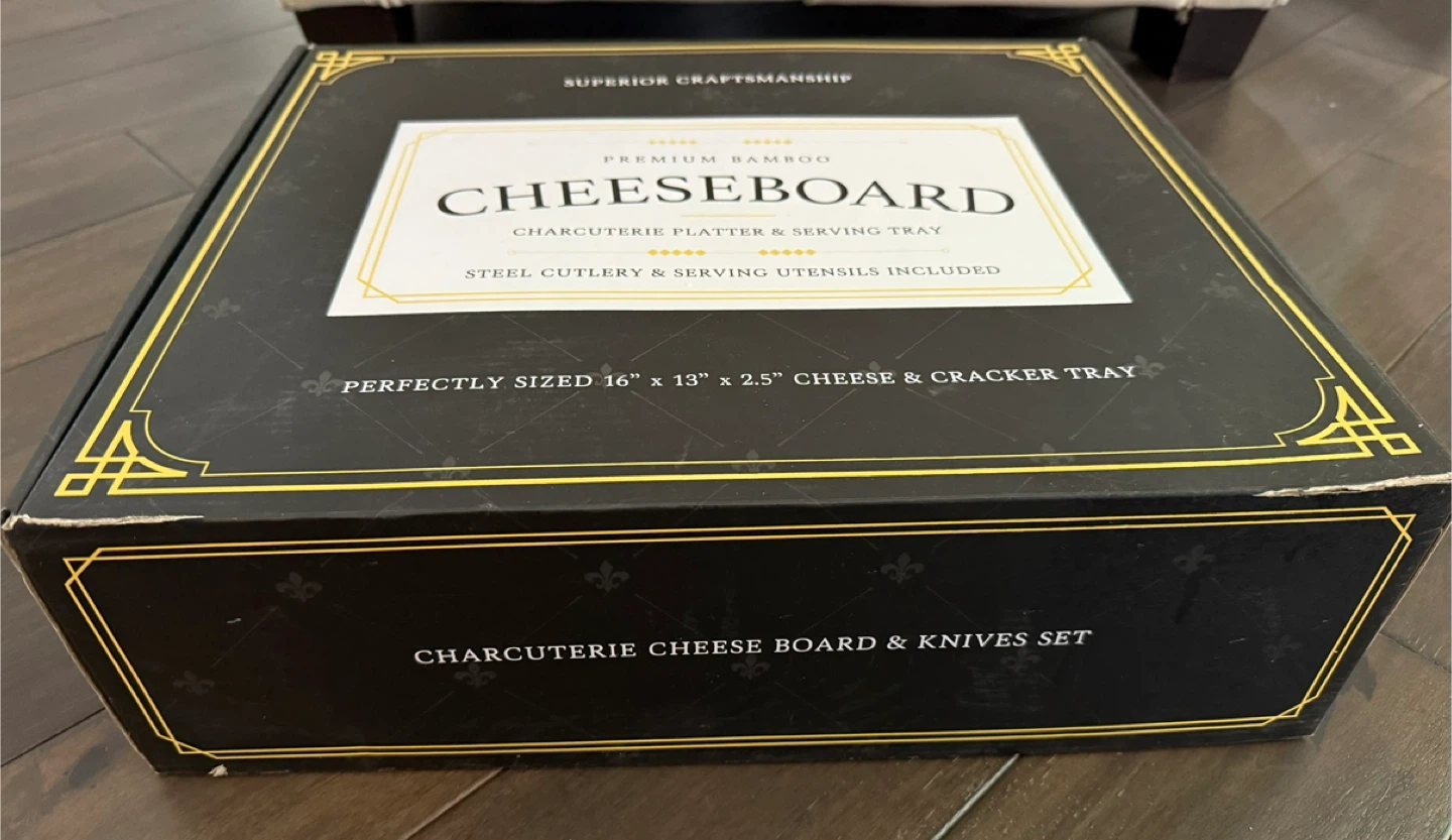 Premium Bamboo Cheese Board Charcuterie Set, New in Box
