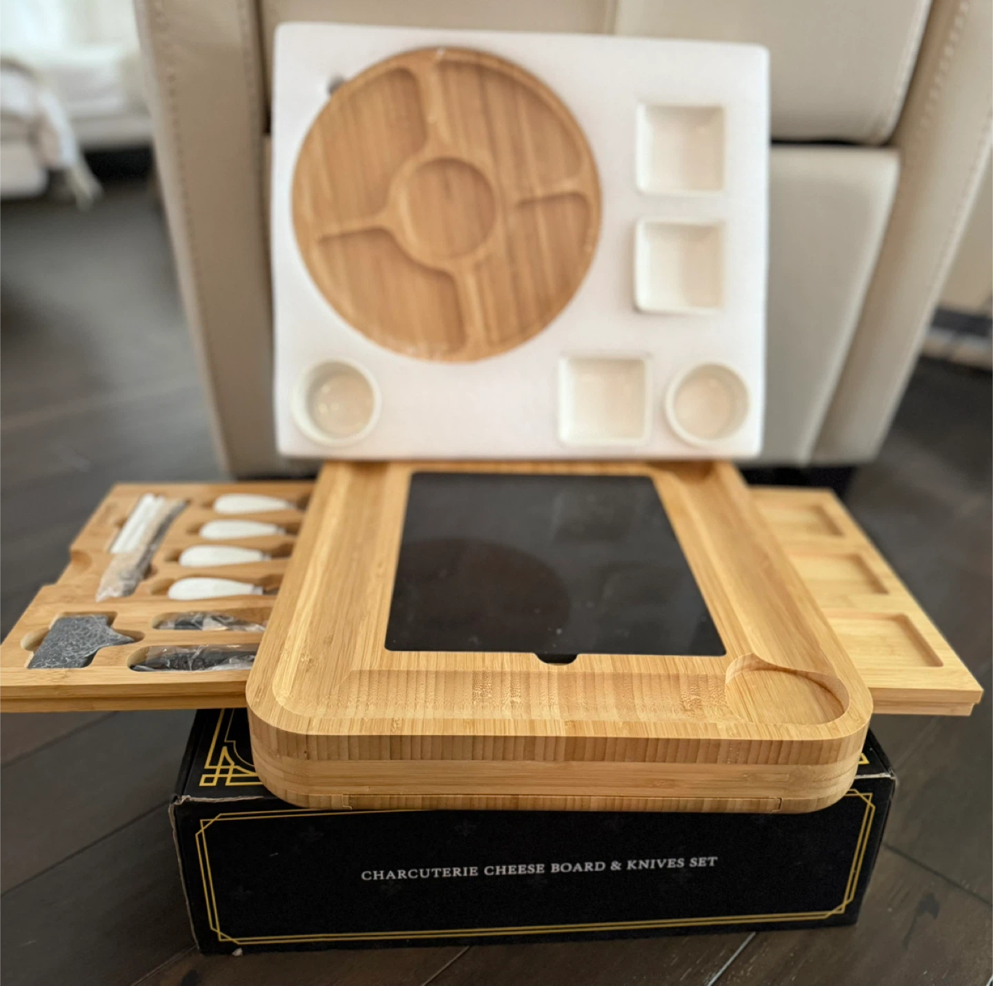Premium Bamboo Cheese Board Charcuterie Set, New in Box - photo 3