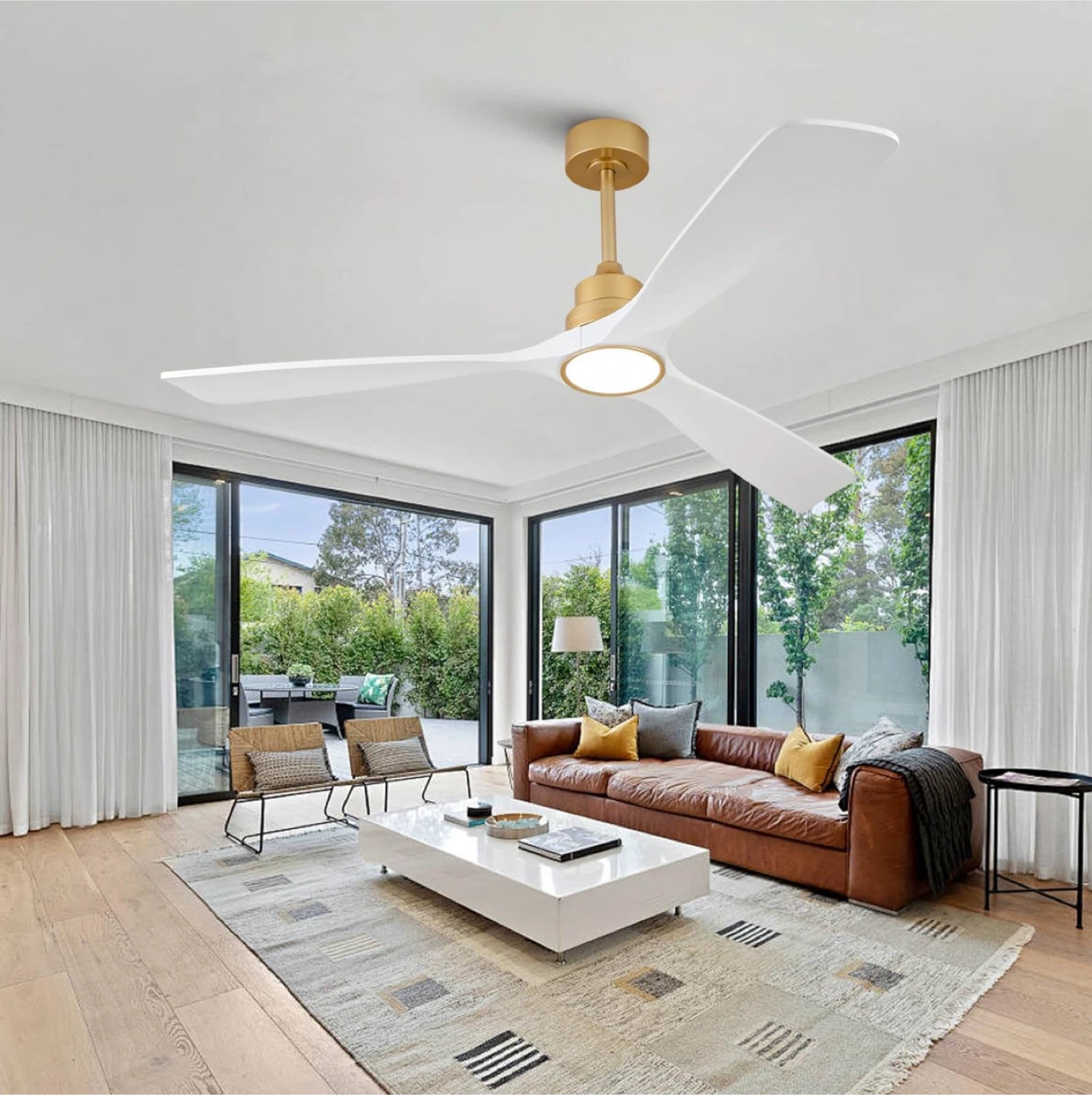 New 60” wood White and Gold Ceiling Fans with Lights and Remote - photo 2
