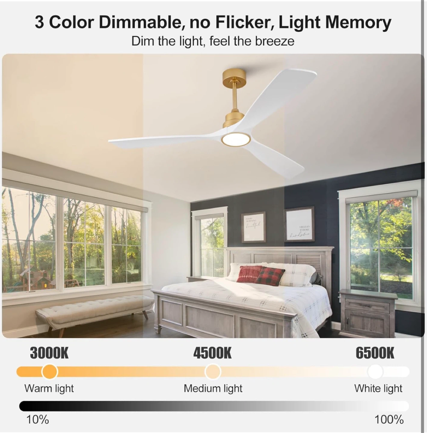 New 60” wood White and Gold Ceiling Fans with Lights and Remote - photo 4