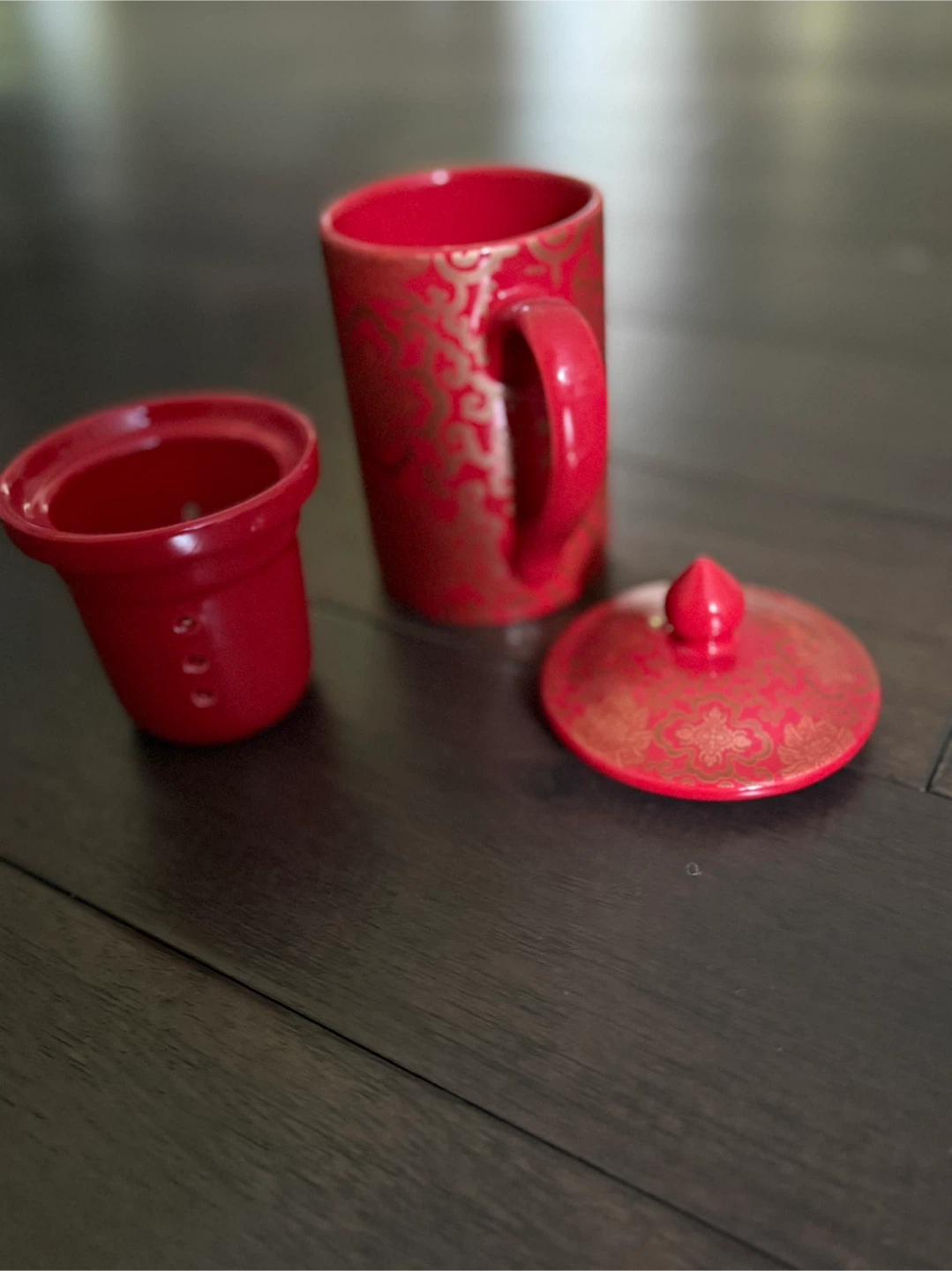 Pottery Barn Chinoise Red Tea Mug with Lid - photo 3