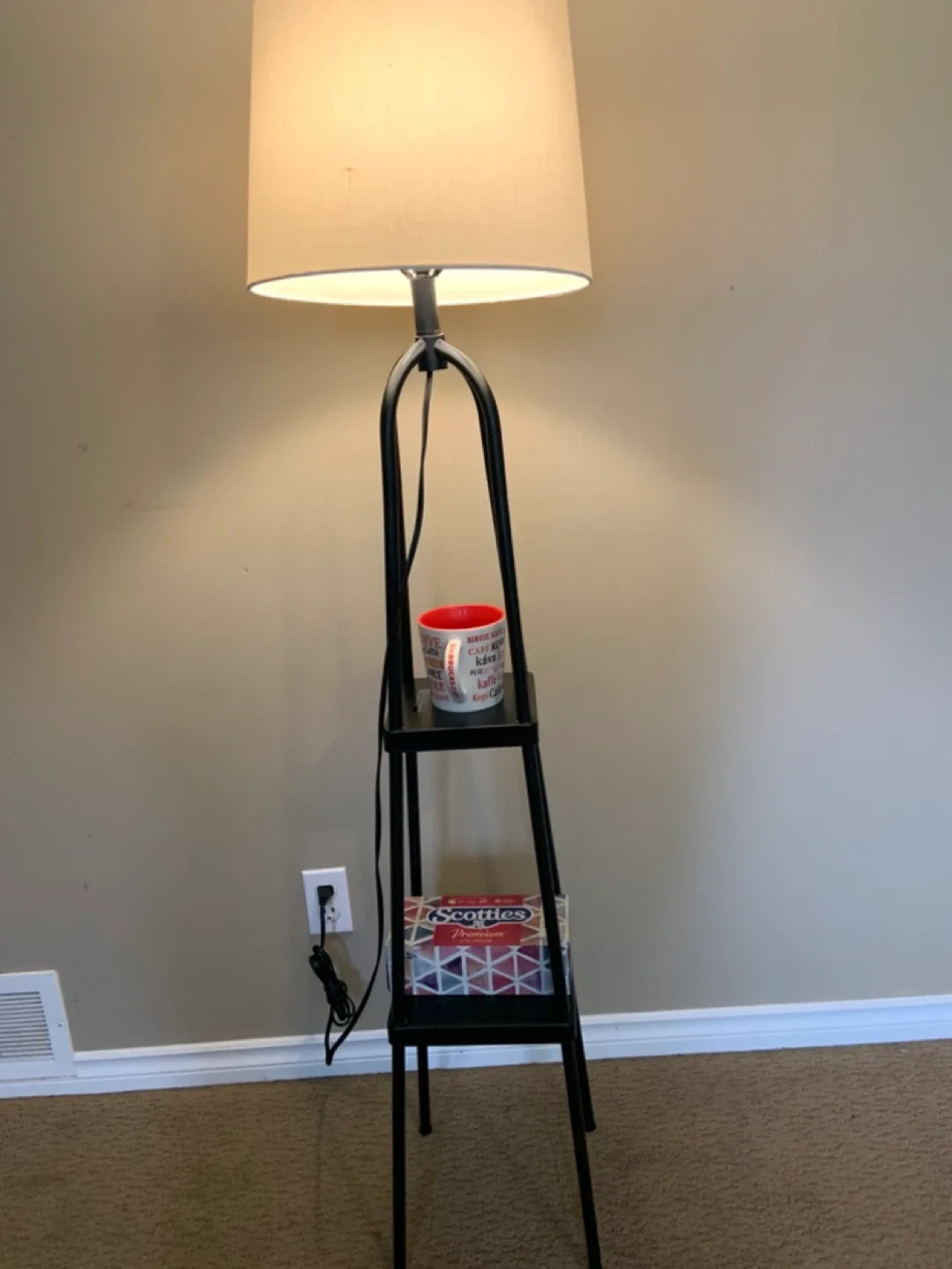 Black Floor Lamp with Shelves image indicator(3)