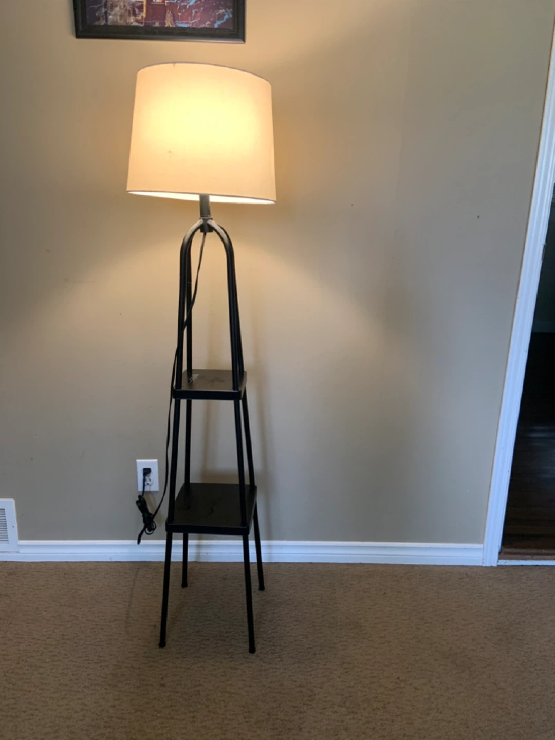 Black Floor Lamp with Shelves