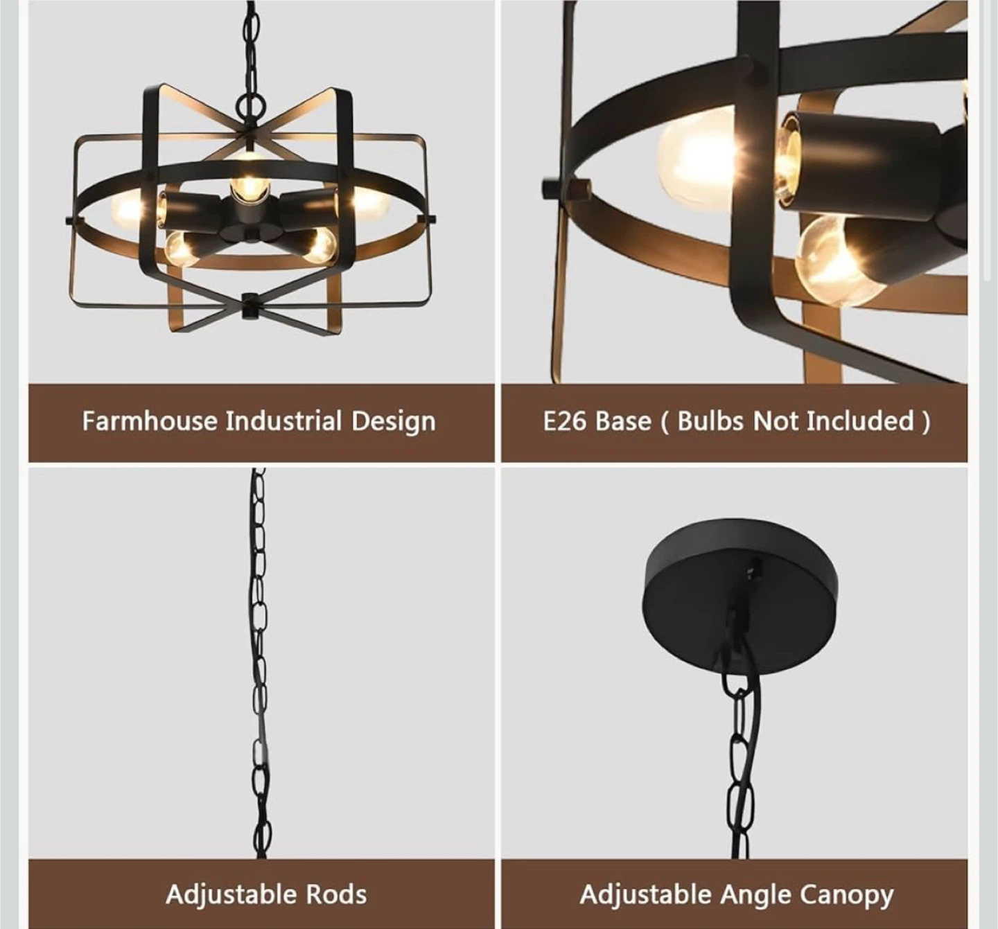 Industrial Farmhouse Chandelier - Black Metal - photo 3