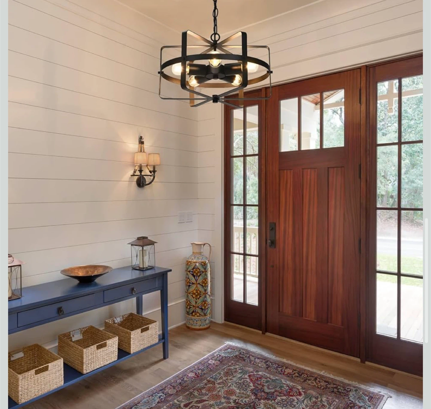 Industrial Farmhouse Chandelier - Black Metal - photo 2