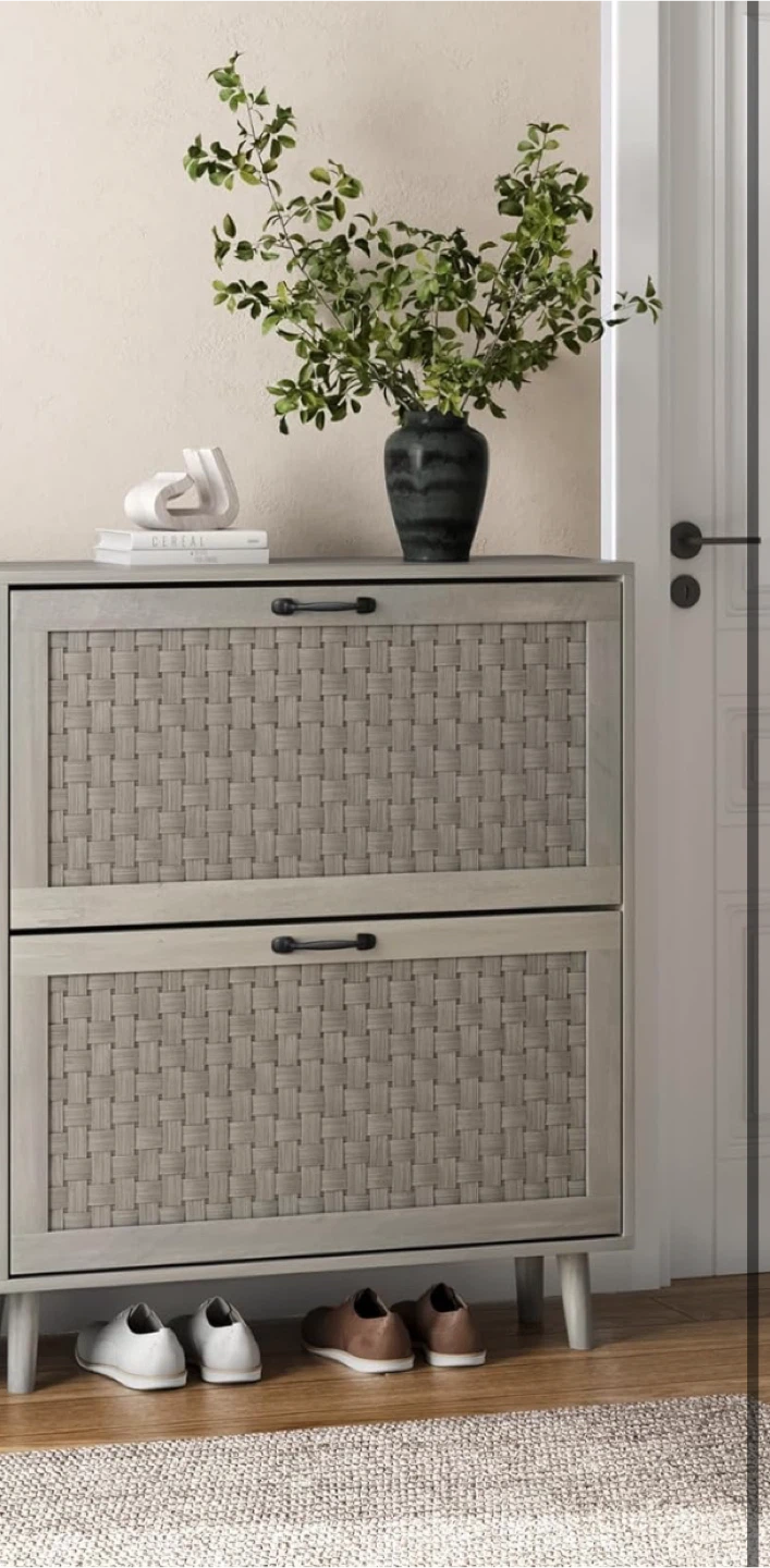 New Shoe Cabinet with 2 Flip Handmade Woven Drawers - photo 5