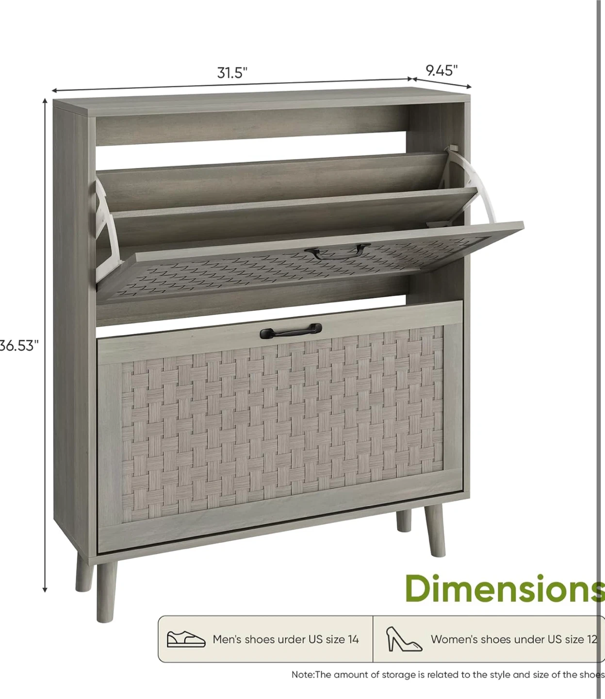 New Shoe Cabinet with 2 Flip Handmade Woven Drawers - photo 3