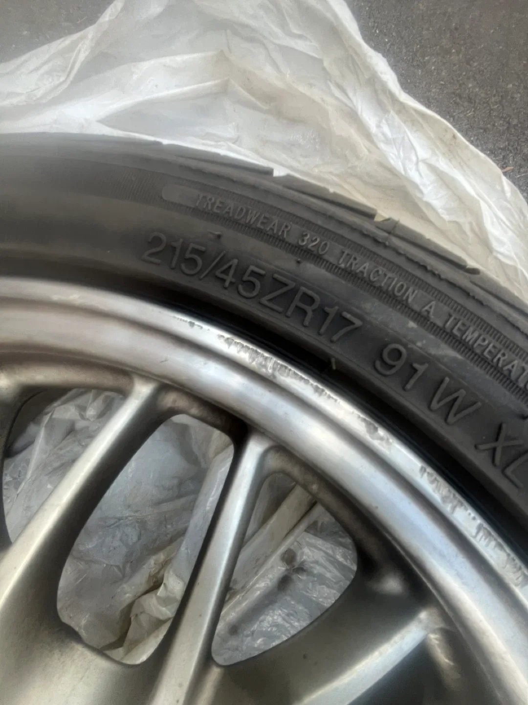 215/45ZR17 Tire on Silver Rim thumbnail