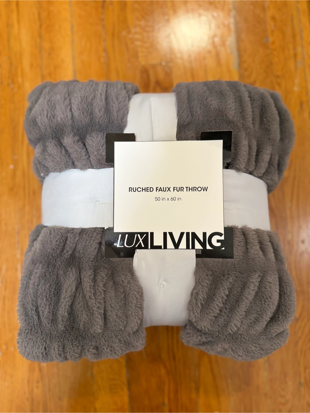 LuxLiving Ruched Faux Fur Throw - 50x60 Gray