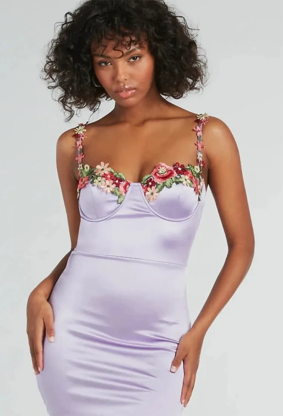 Mauve Floral Embroidered Dress - Size Large image indicator(6)