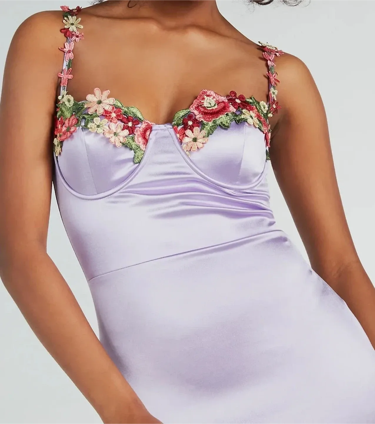 Mauve Floral Embroidered Dress - Size Large image indicator(7)