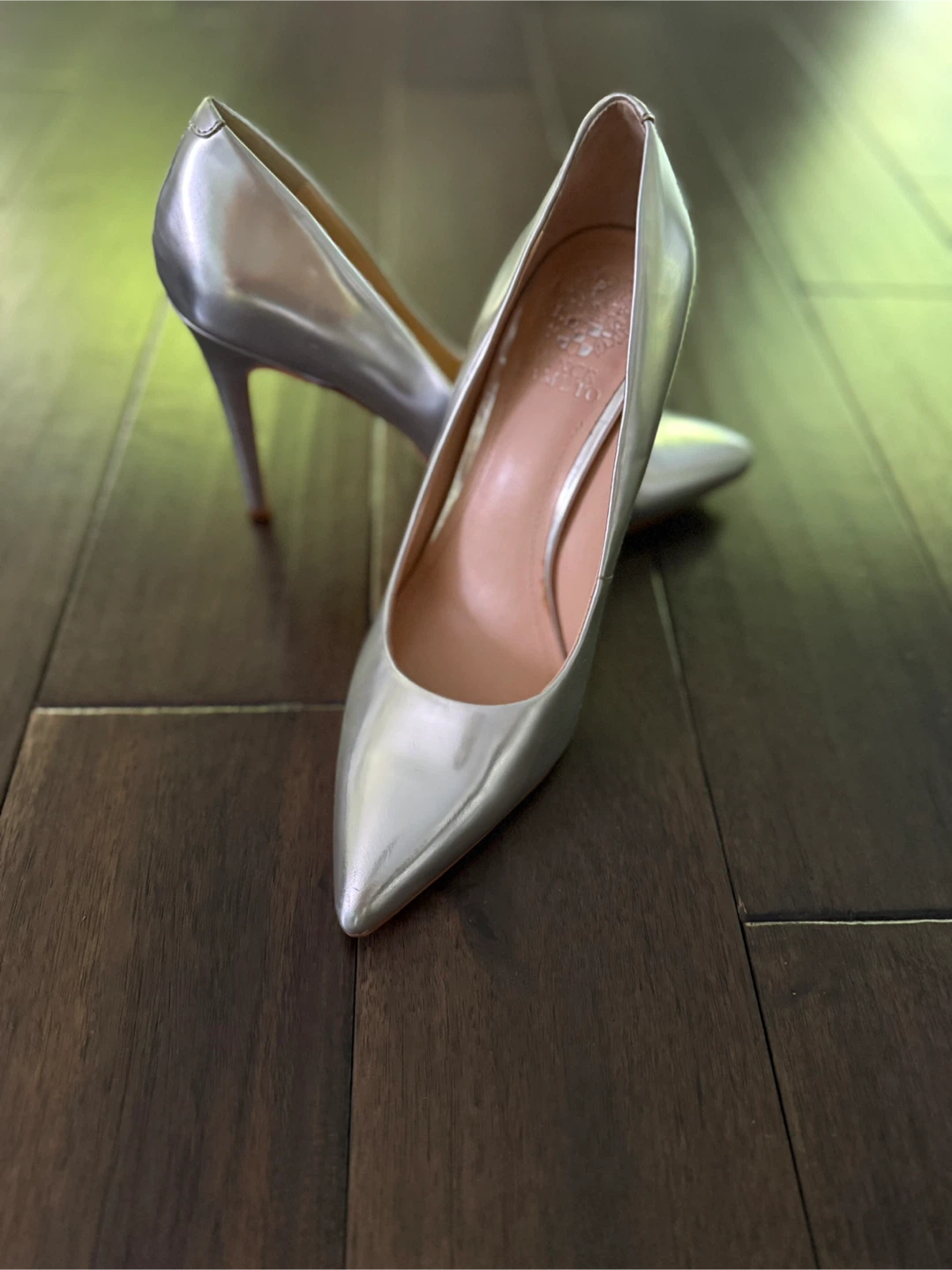 Vince Camuto Silver Heels, size 8.5