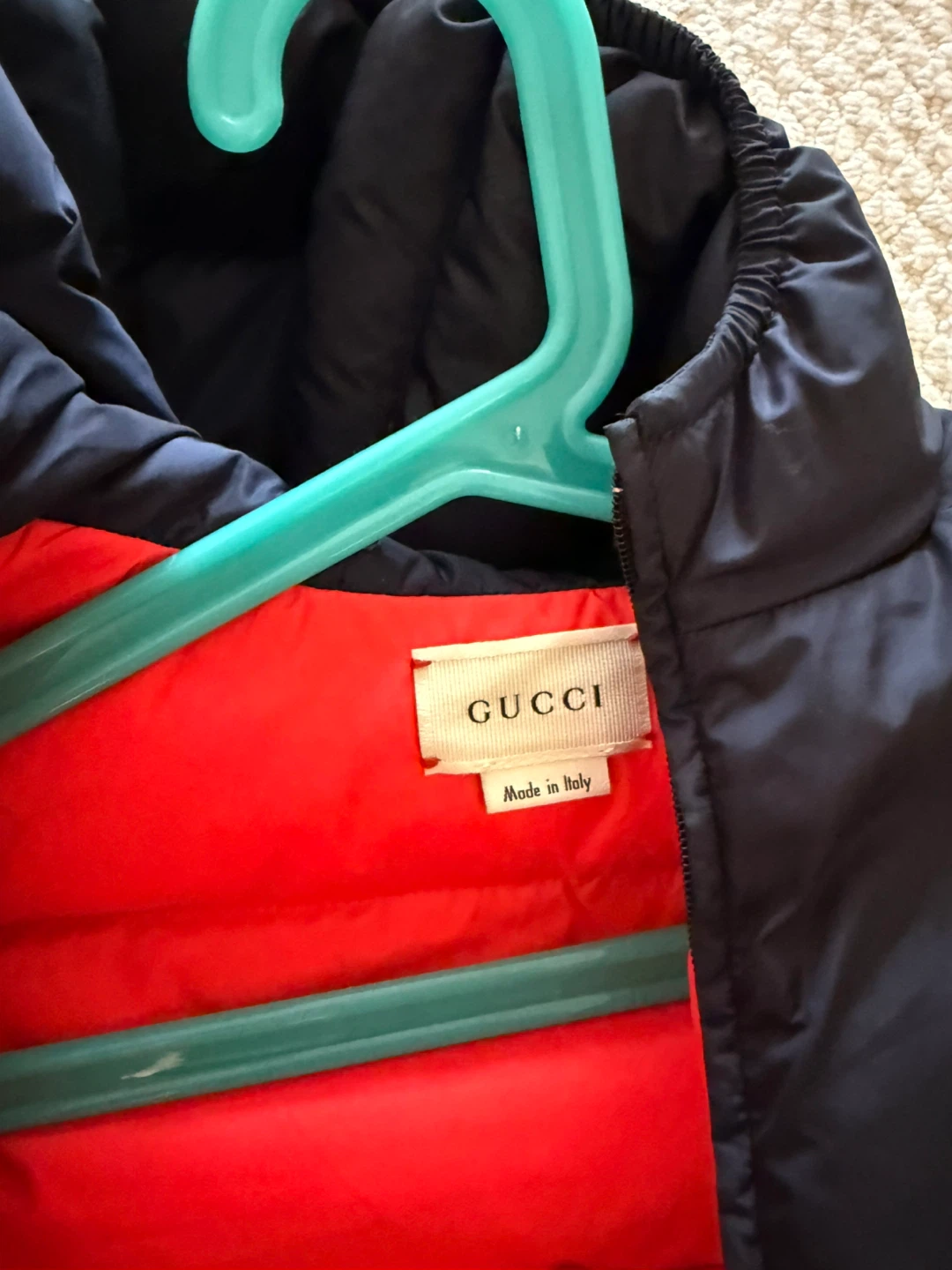 Gucci Logo Kids Navy Padded Down Jacket - Size 6/9M - photo 3