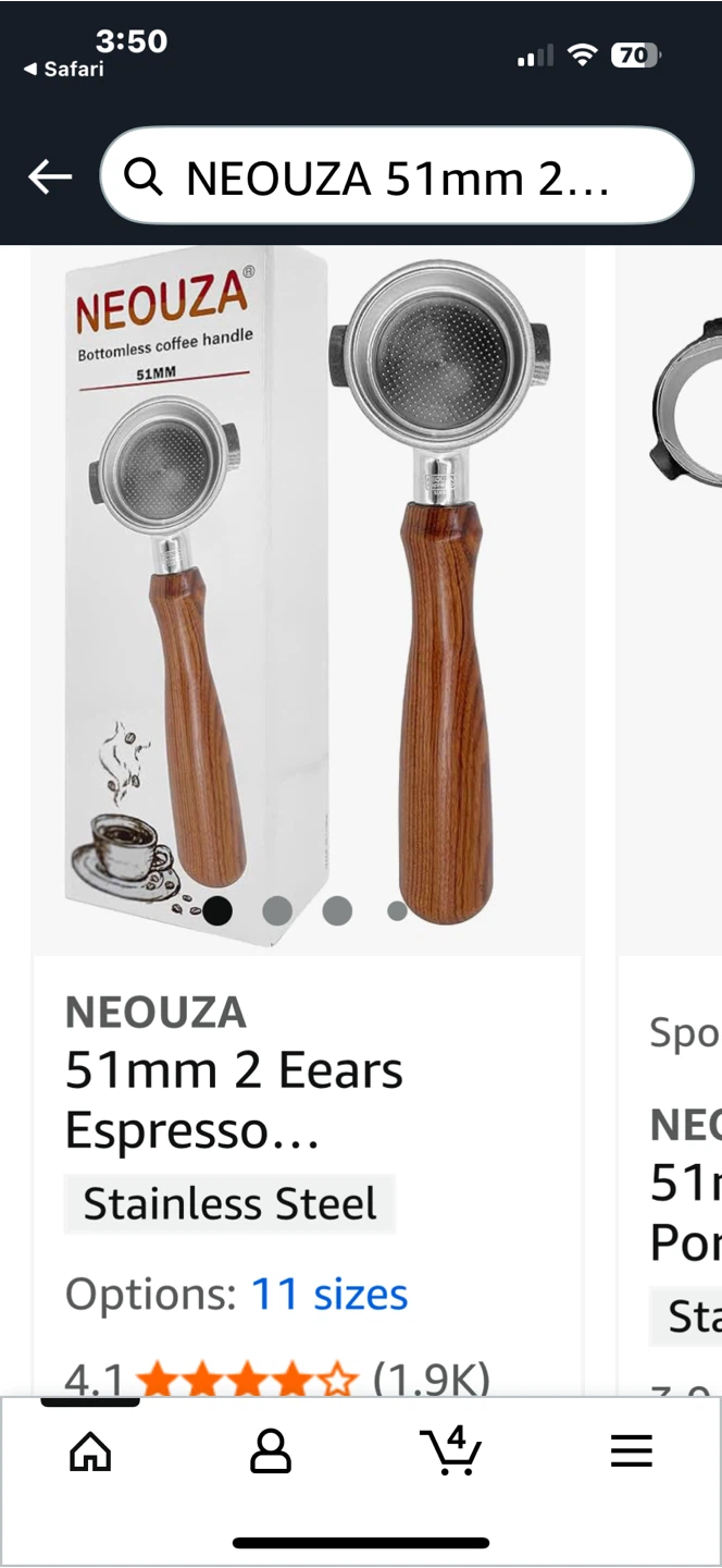 NEOUZA 2 ears 51mm Espresso Bottomless Portafilter - photo 2