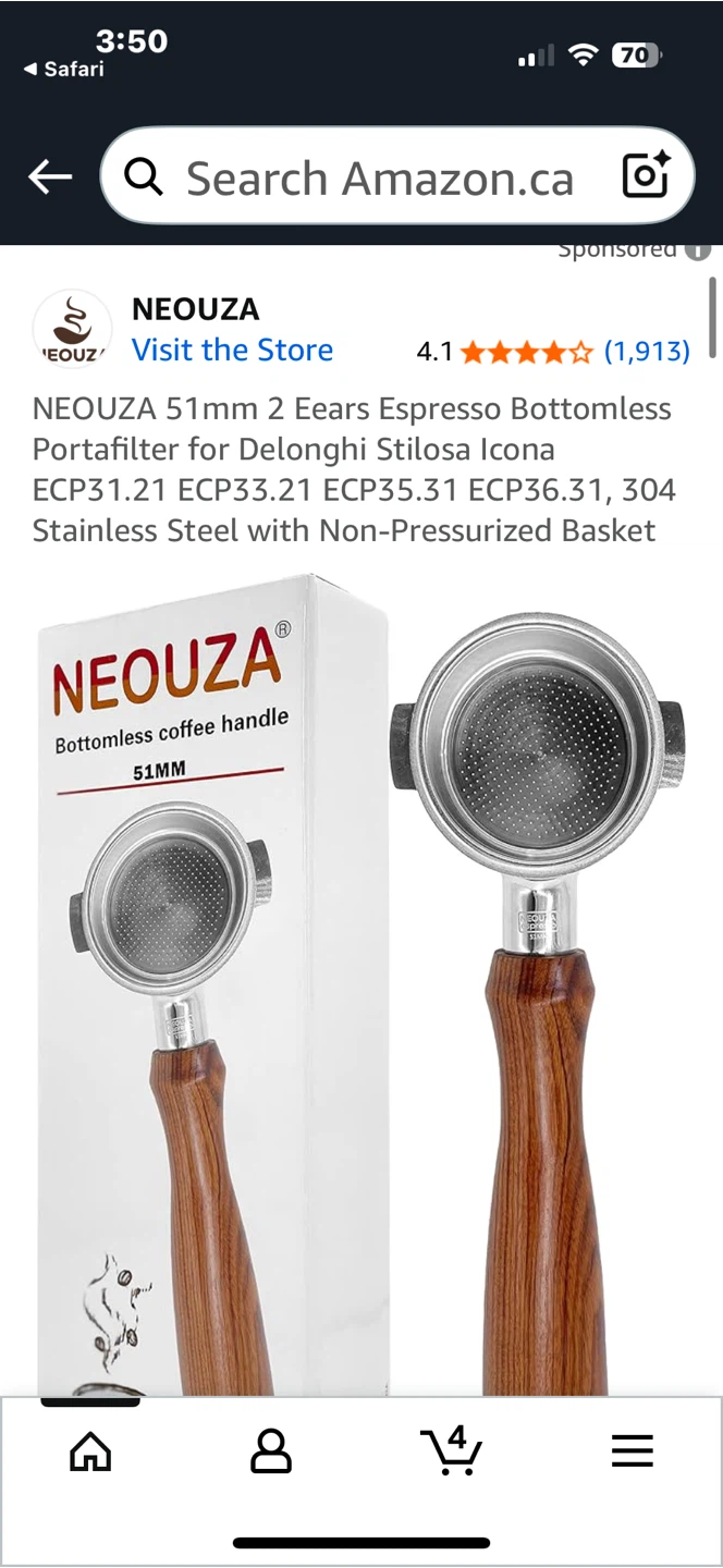 NEOUZA 2 ears 51mm Espresso Bottomless Portafilter