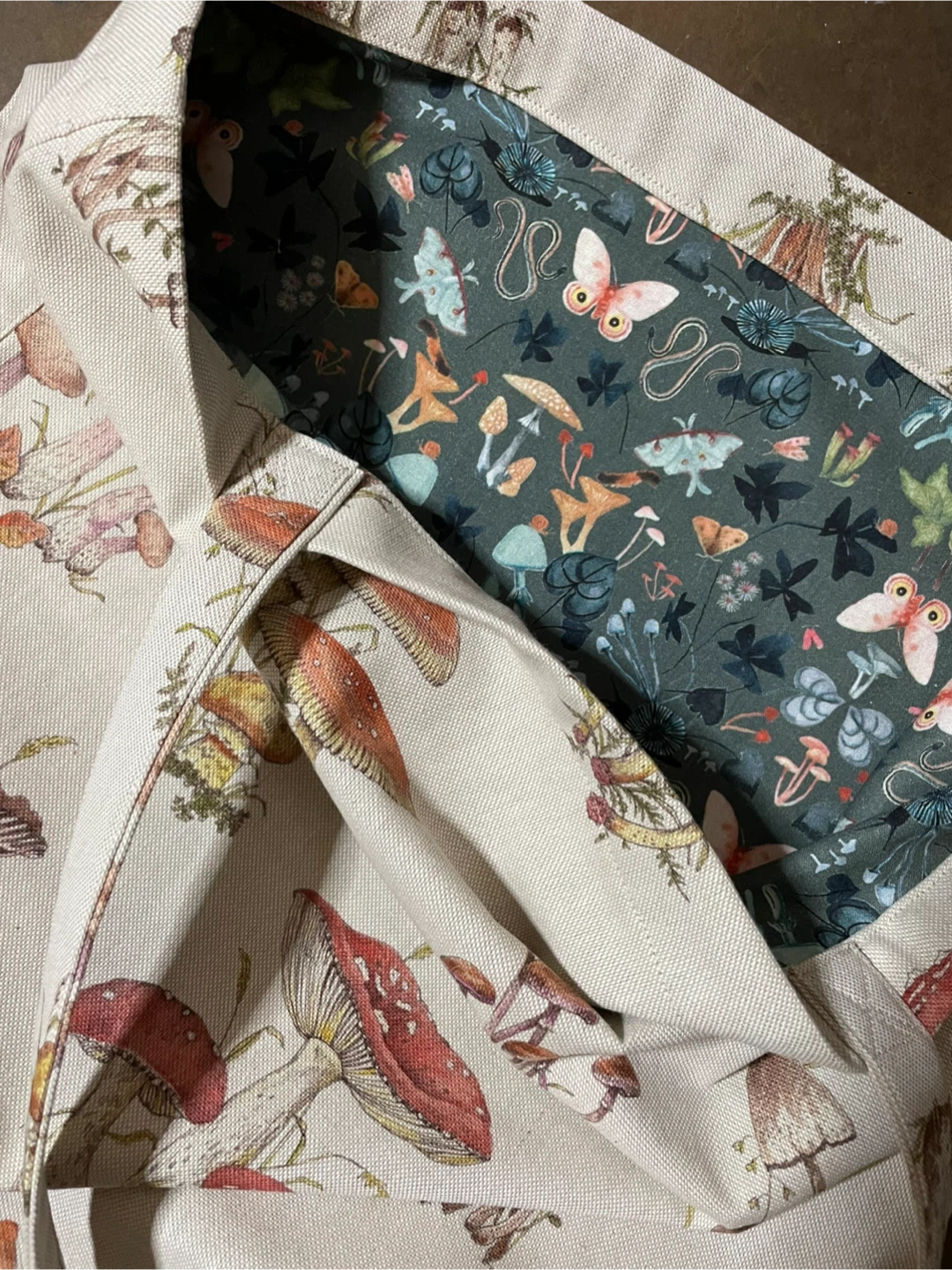 Handmade Mushroom & Moth Tote Bag - photo 3