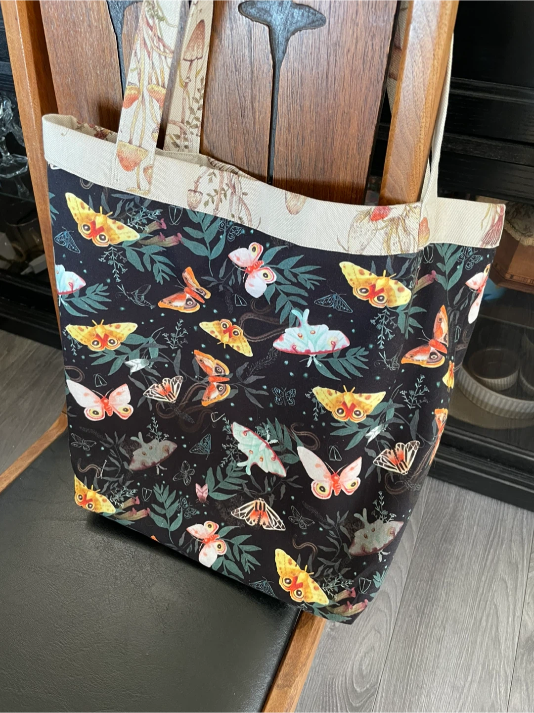 Handmade Mushroom & Moth Tote Bag - photo 5
