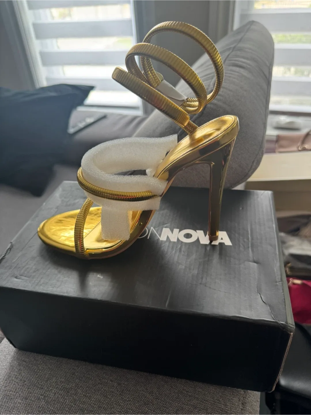 Fashion Nova Gold Heels - Size 7.5 thumbnail