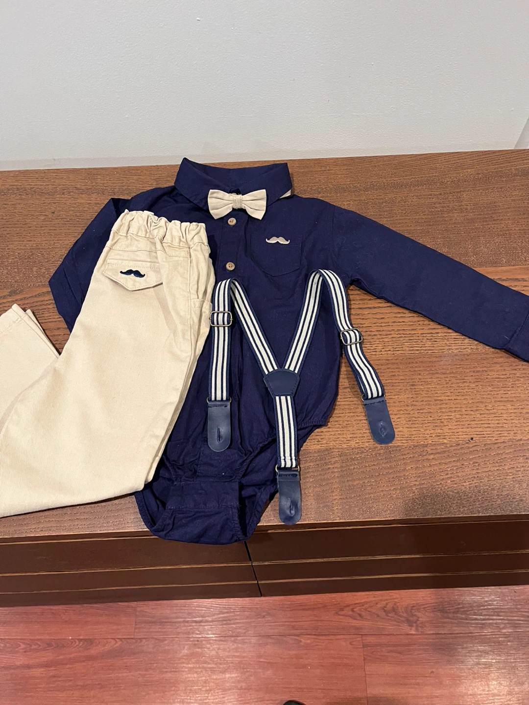 Baby Boy Outfit with Bowtie & Suspenders
