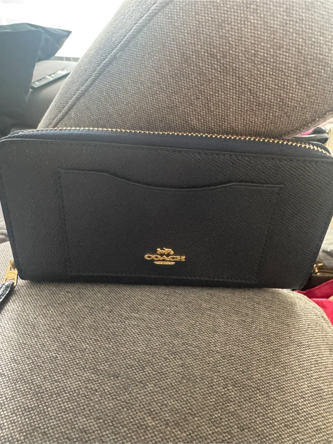 Coach dark blue Leather Zip Around Wallet thumbnail