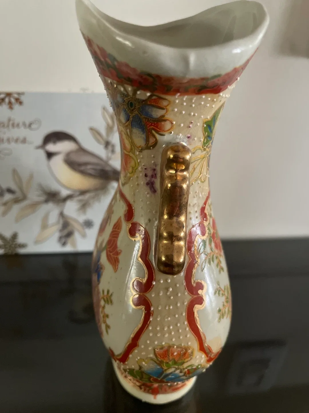 Vintage Floral Vase with Gold Accents image indicator(2)