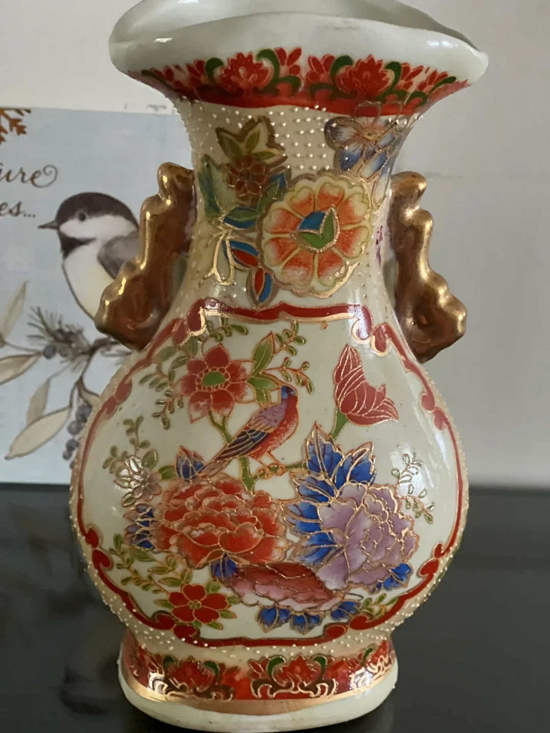 Vintage Floral Vase with Gold Accents image indicator(3)