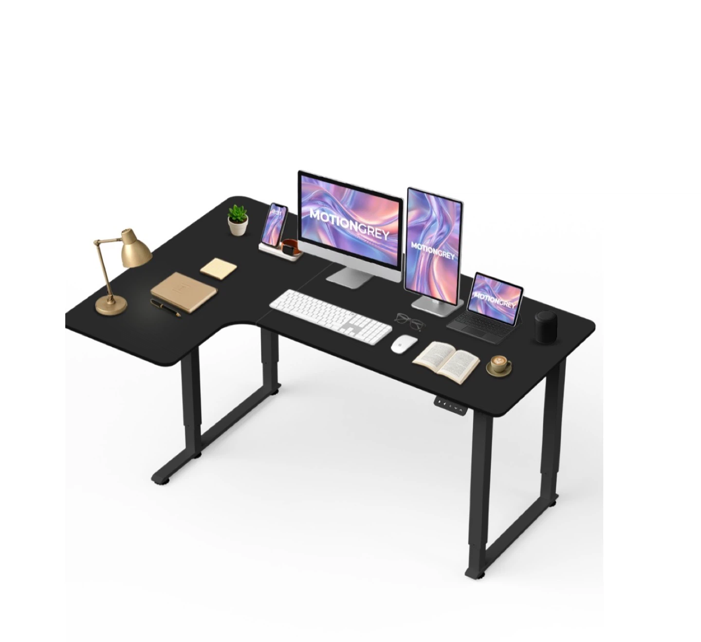 MotionGrey Black Standing L-Shaped Desk - photo 2