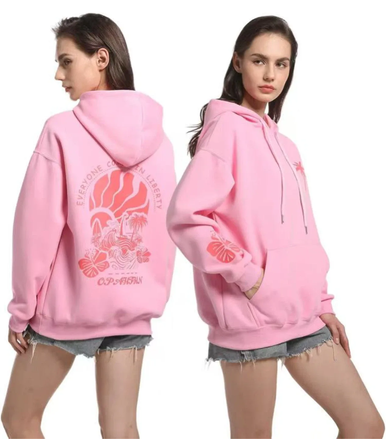 New Opahthn Pink Casual Hoodie - small，medium thumbnail