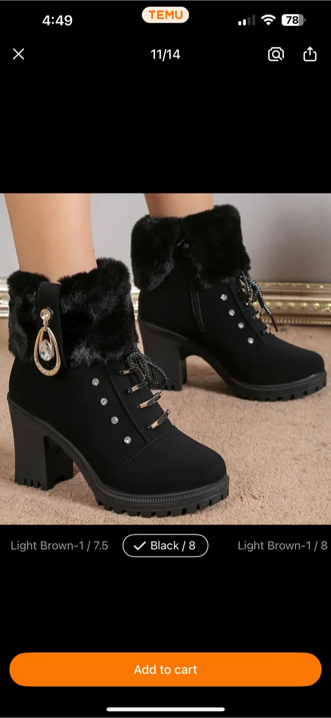 Black Ankle Boots - Size 8