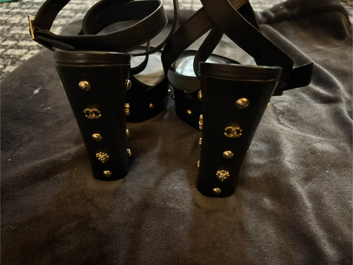 Chanel Black Leather Platform Heels image indicator(5)