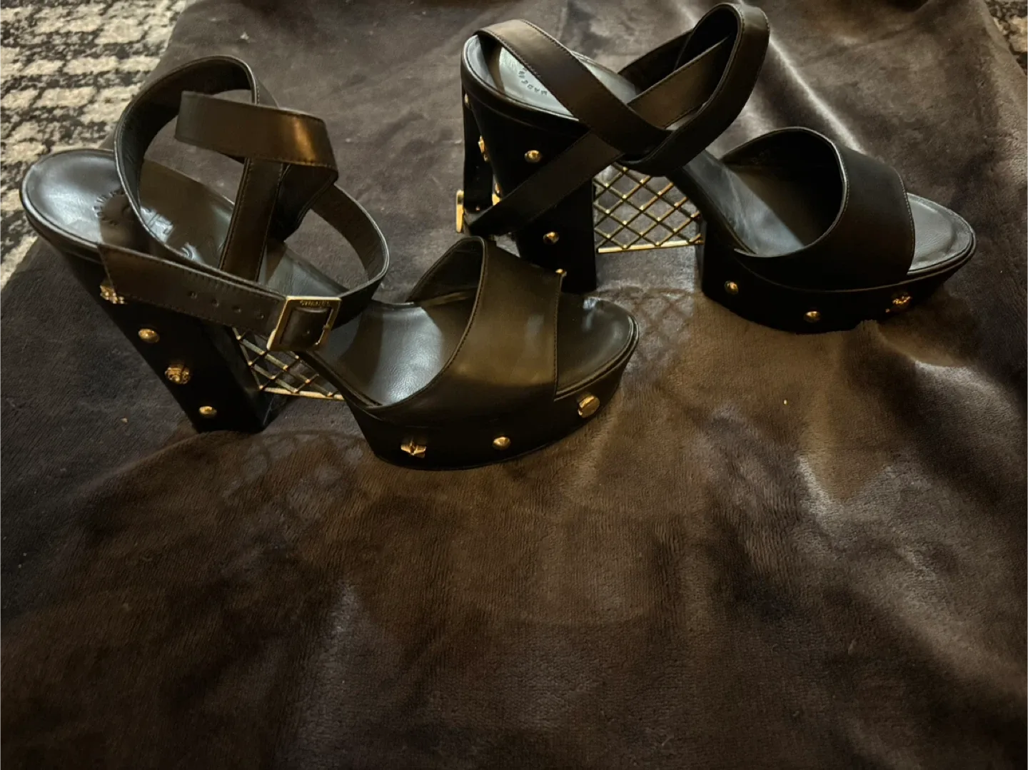 Chanel Black Leather Platform Heels image indicator(3)