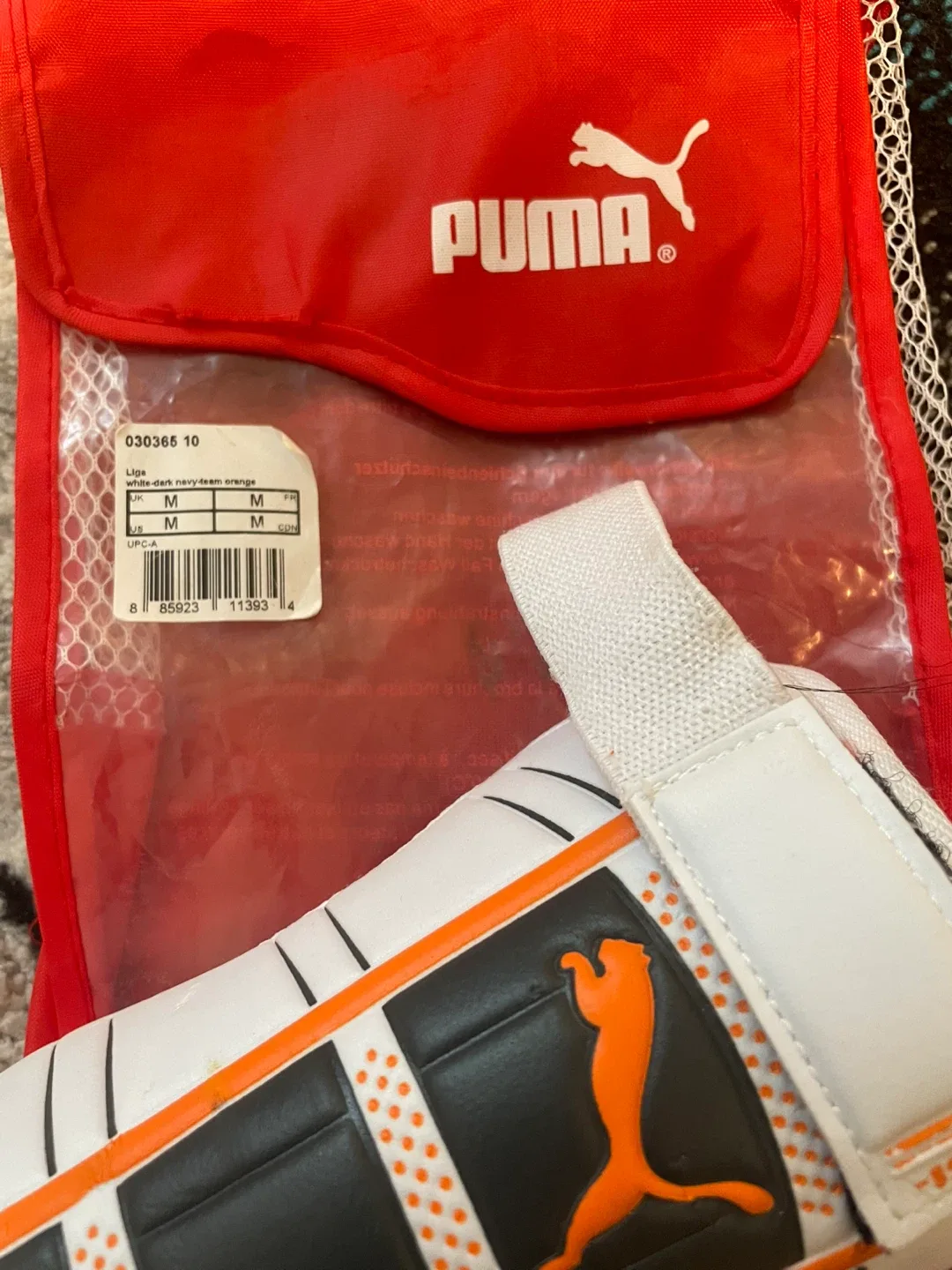 Puma Liga Shin Guards - White/Orange, Size M 😀 image indicator(4)