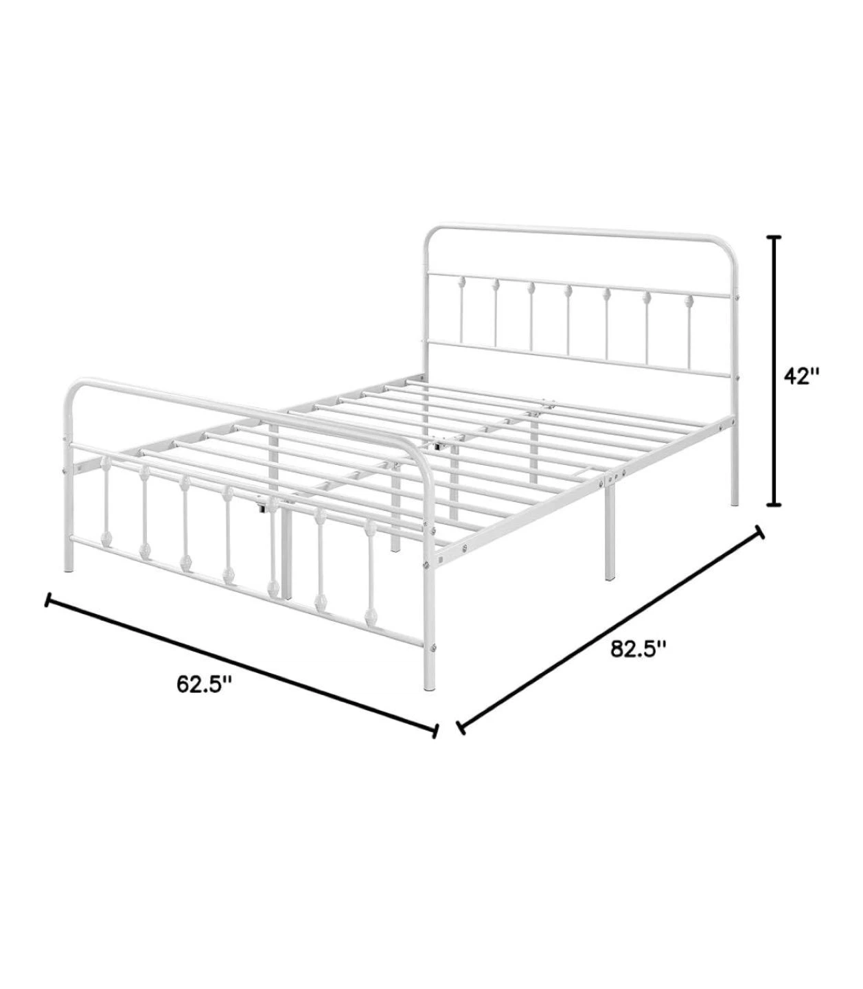 White Metal Bed Frame - Queen Size - photo 3