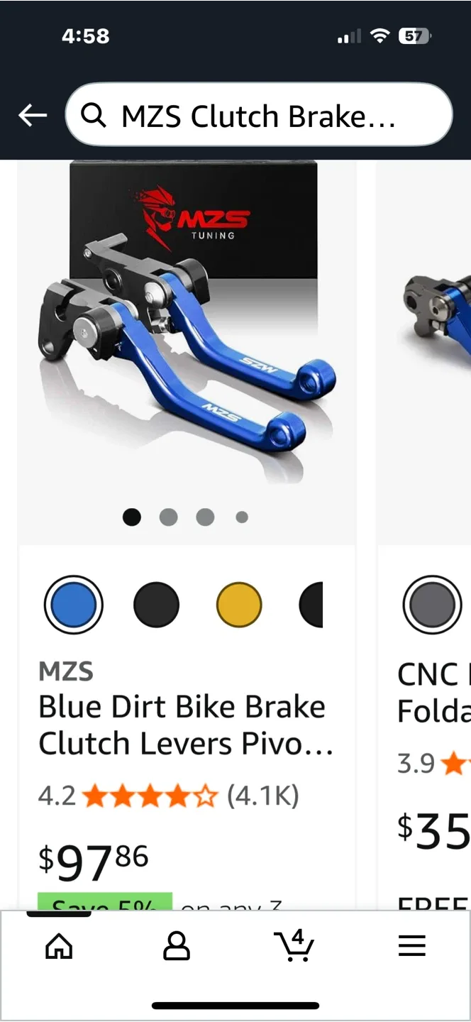MZS Blue Dirt Bike Brake Clutch Levers thumbnail