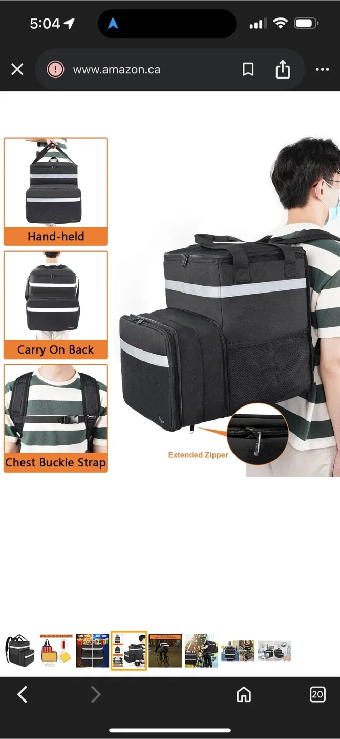 Food Delivery Expandable Insulated, Waterproof Backpack image indicator(4)