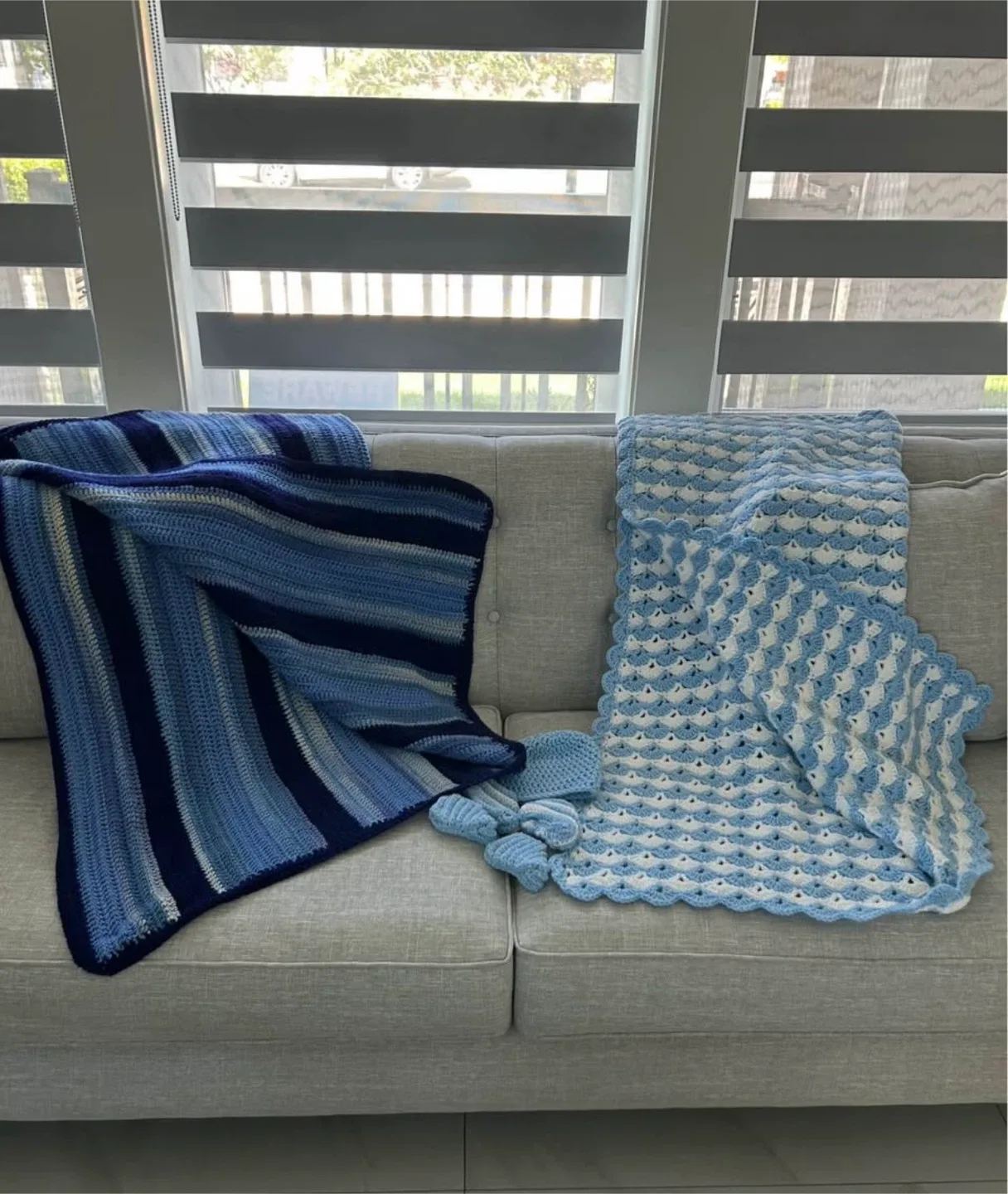 Handmade Crochet Baby Blanket & Booties Set