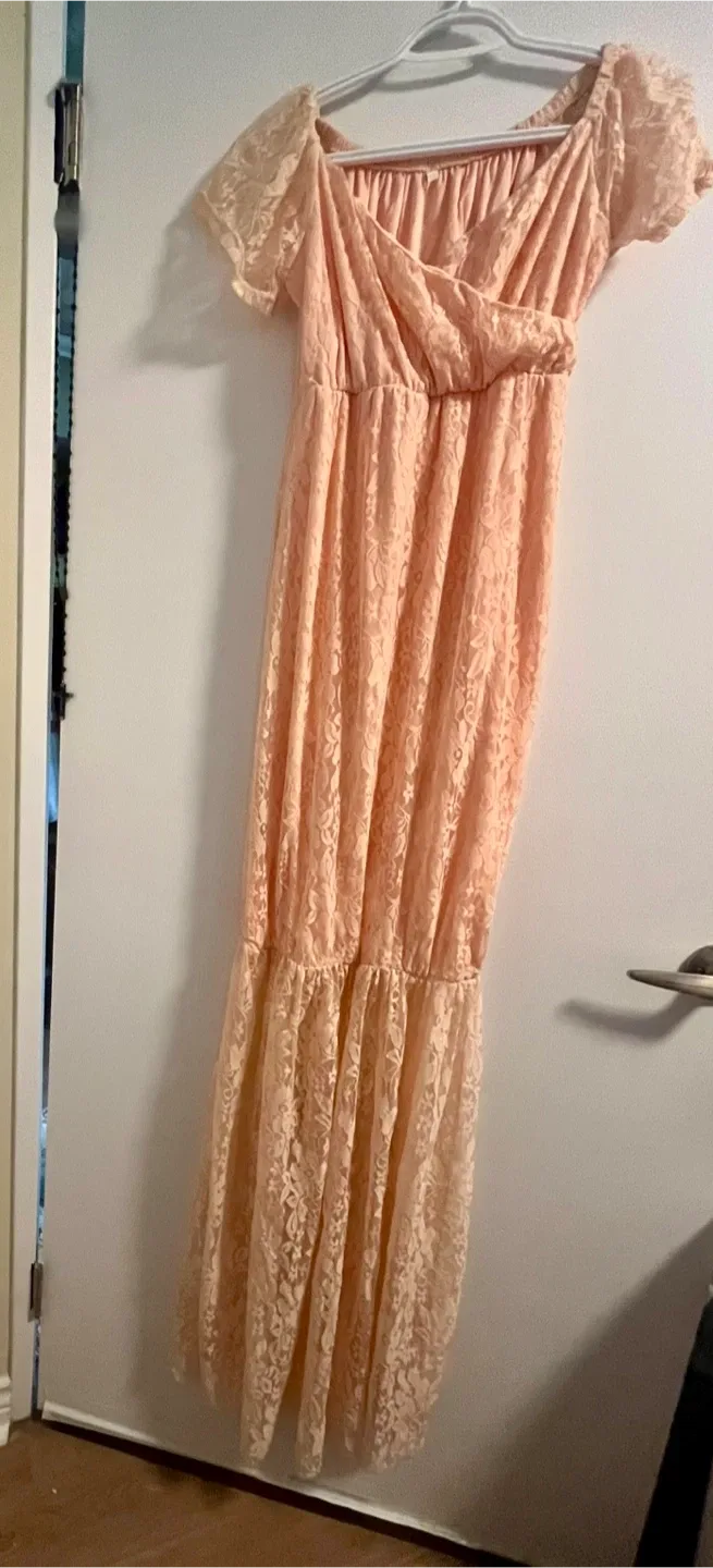 Peach Lace Maxi Dress Size Small to Large image indicator(4)