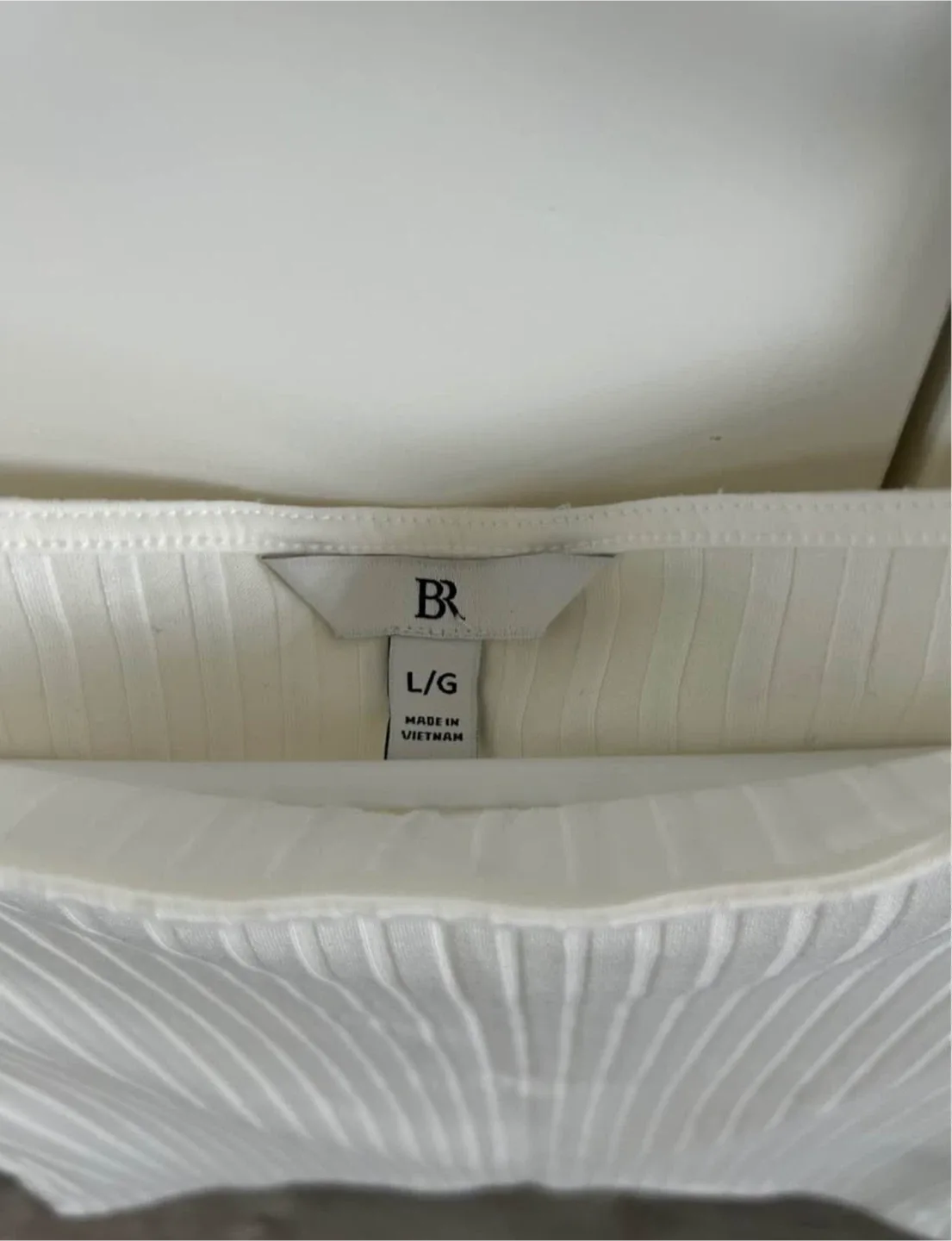 Banana Republic White Ribbed Tank Top - Size L image indicator(2)