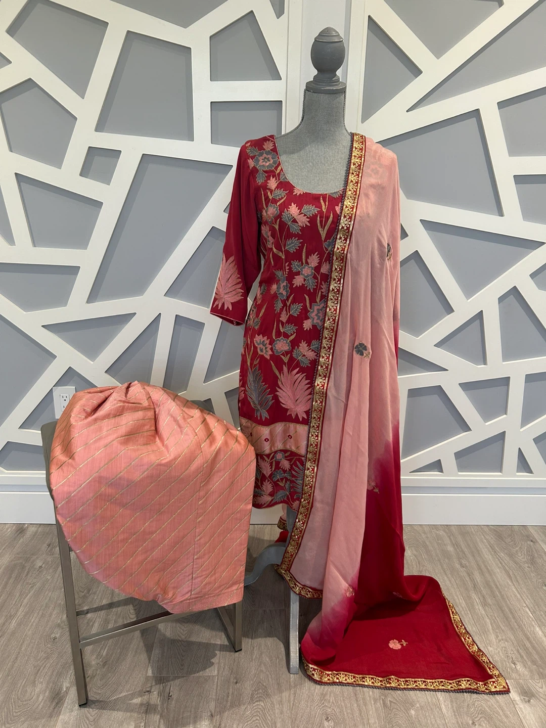 Red Embroidered Salwar Kameez