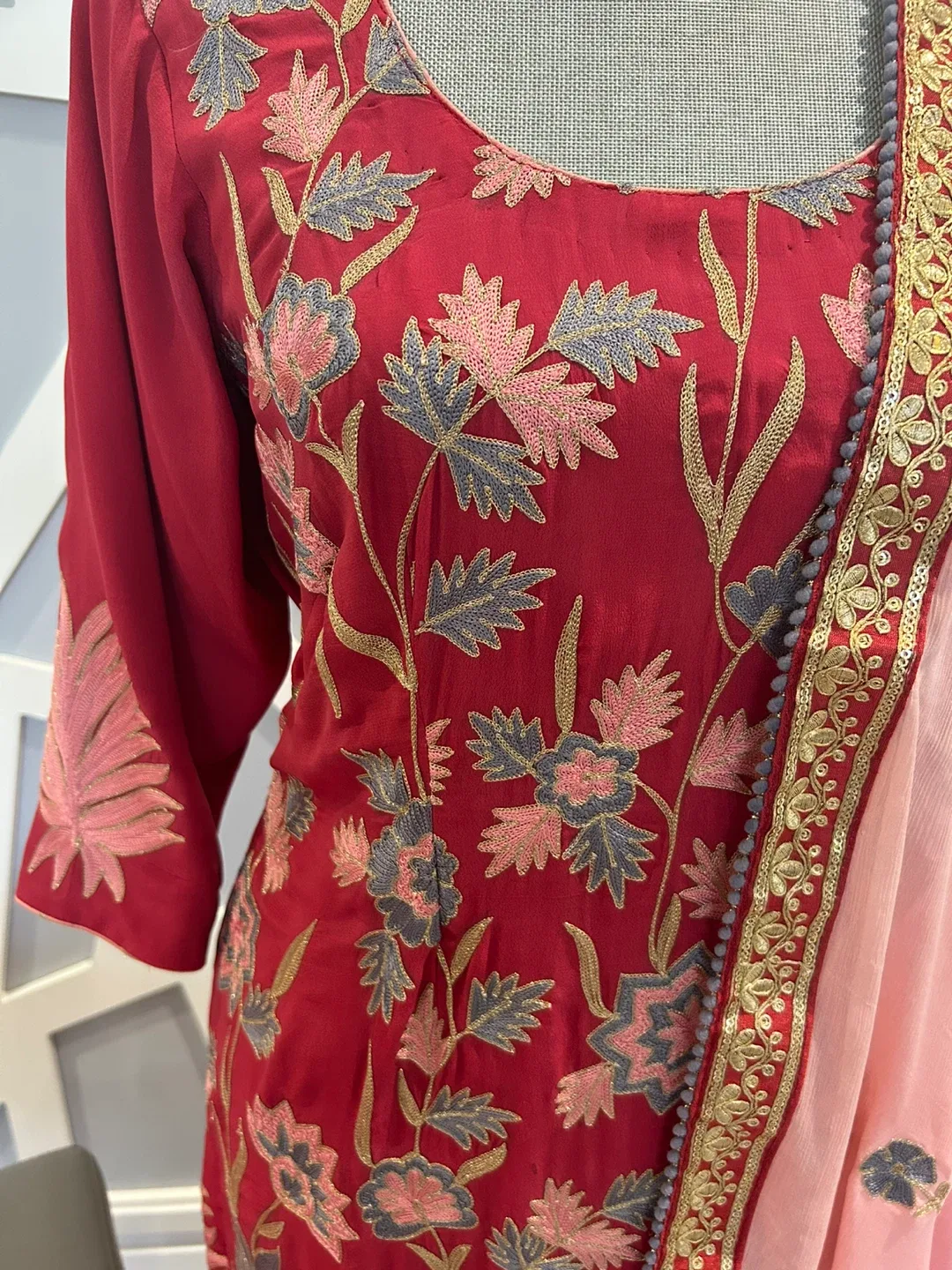 Red Embroidered Salwar Kameez image indicator(2)