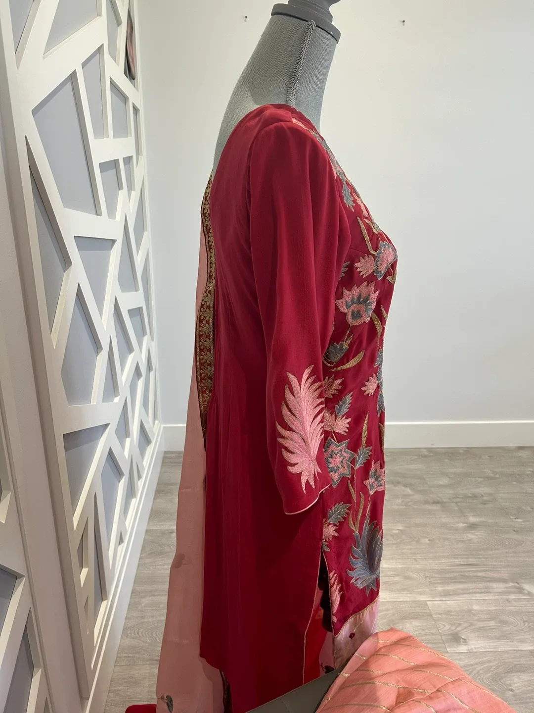 Red Embroidered Salwar Kameez image indicator(4)