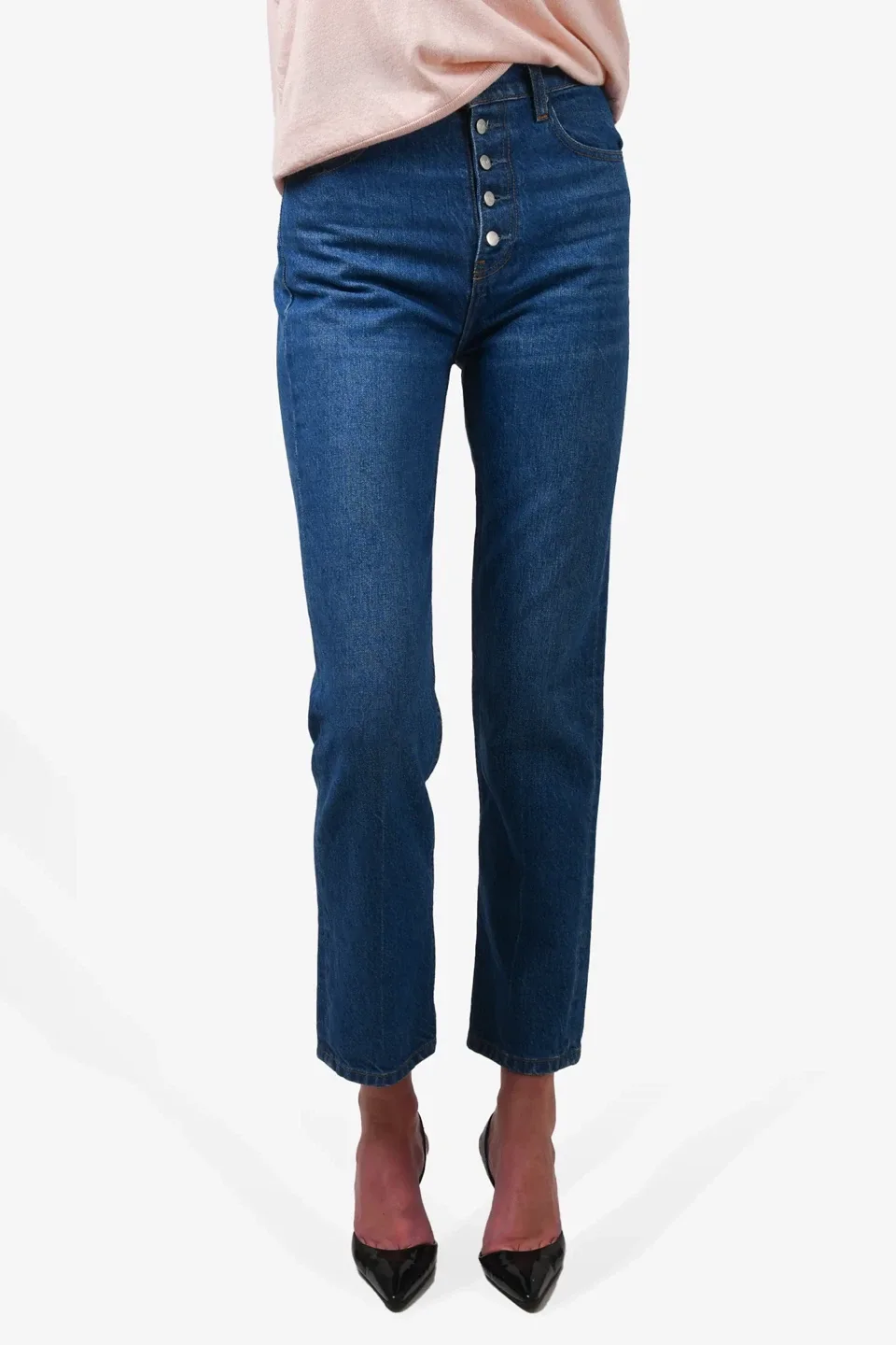 Reformation high waist medium wash jeans image indicator(4)