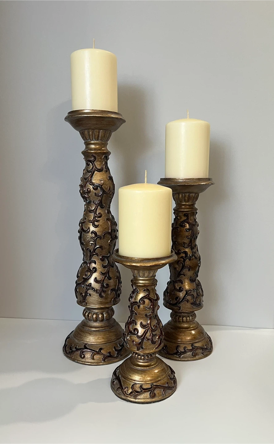 3-Piece Ornate Candle Holder Set